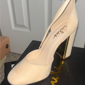 Never worn. Lulu's Cream Block Heel Heels